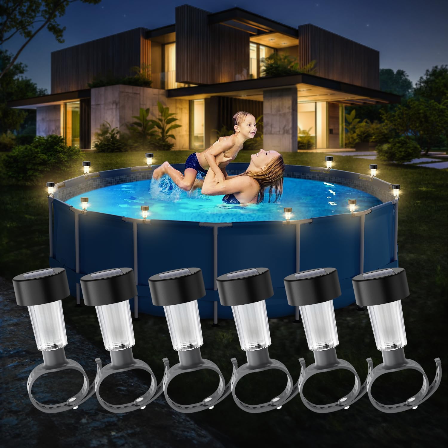 Outdoor Lighting On Fence - 6 عبوات إطار إضاءة حمام السباحة