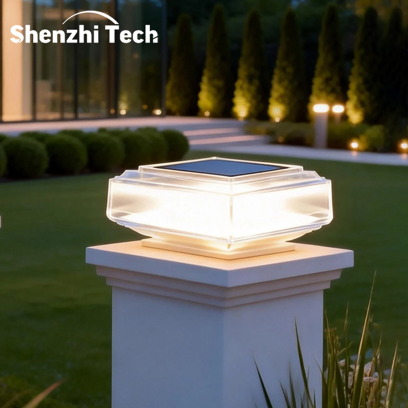 Outdoor Lighting On Fence - أضواء شمسية شفافة حديثة للأعمدة، ثنائية