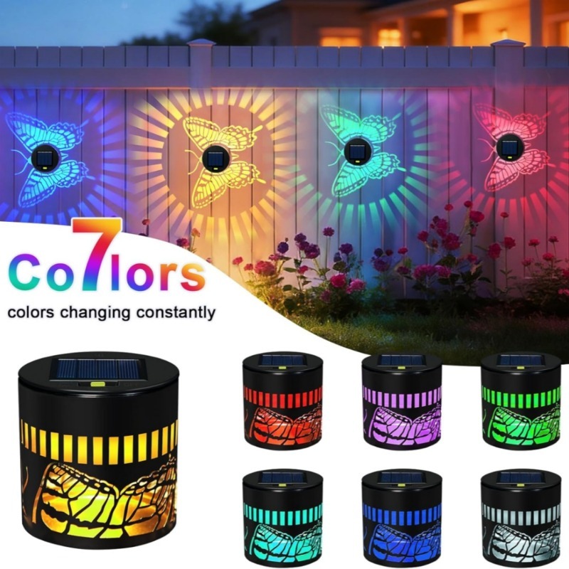 Outdoor Lighting On Fence - أضواء فراشة شمسية زخرفية للحدائق والجدران