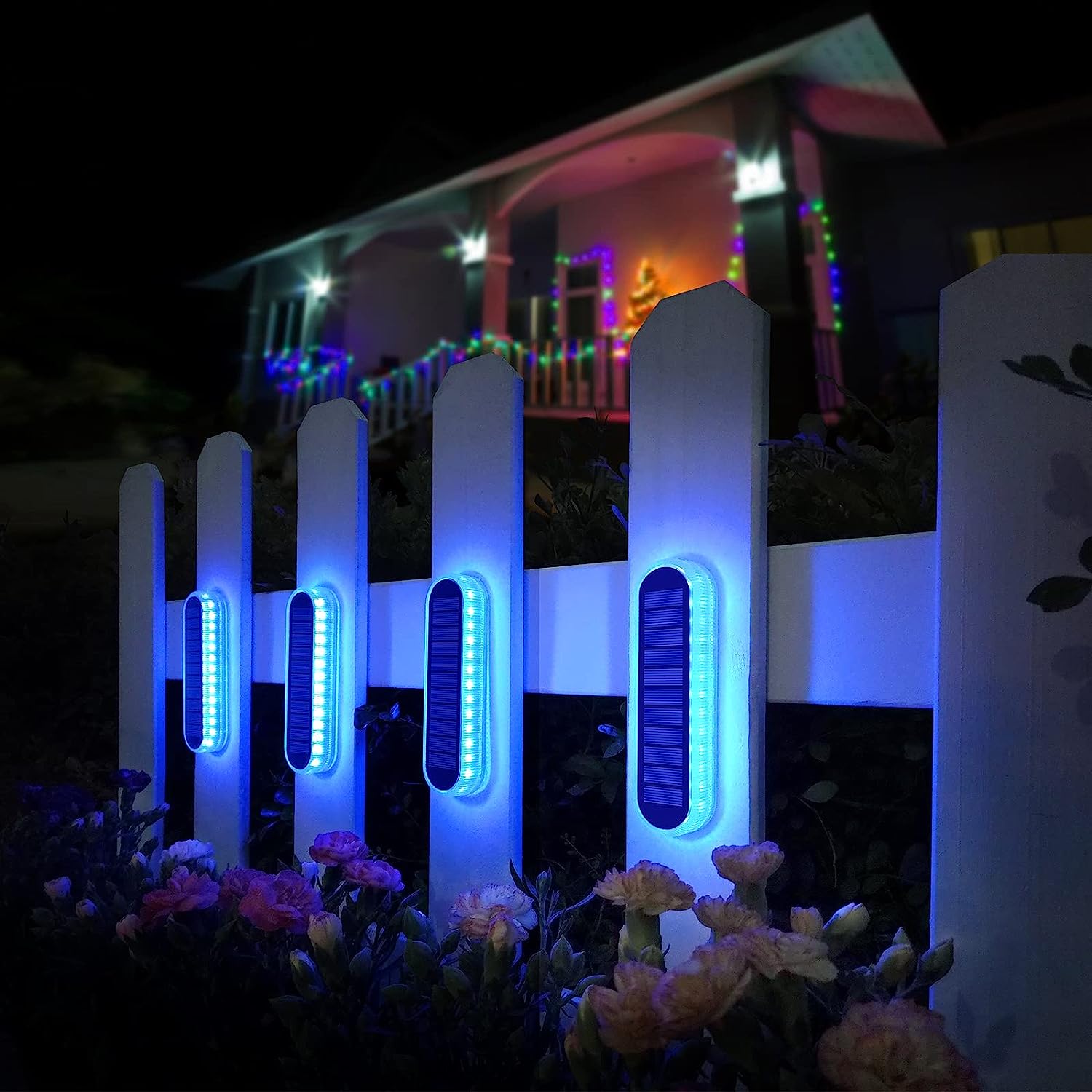 Outdoor Lighting On Fence - أضواء LED شمسية للحدائق بعمر افتراضي