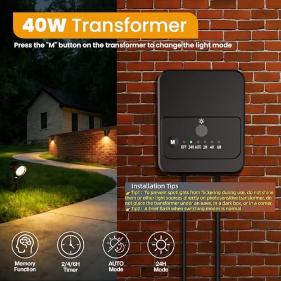 طقم إضاءة للمناظر الطبيعية منخ - مراجعة Outdoor Lighting Kit With Transformer وسعره
