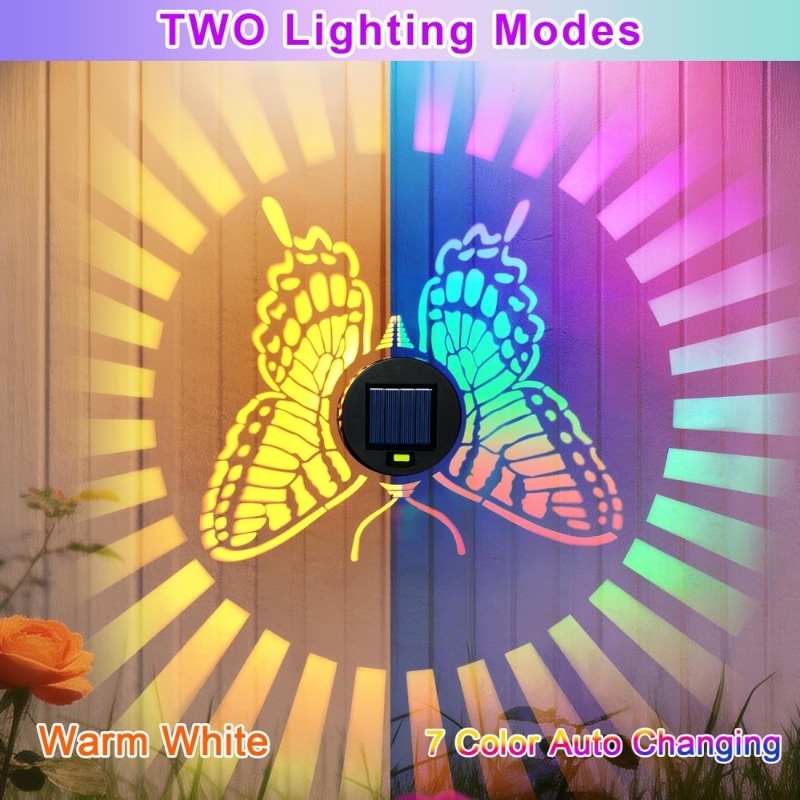 أضواء فراشة شمسية زخرفية للحدا - مراجعة Outdoor Lighting On Fence وسعره