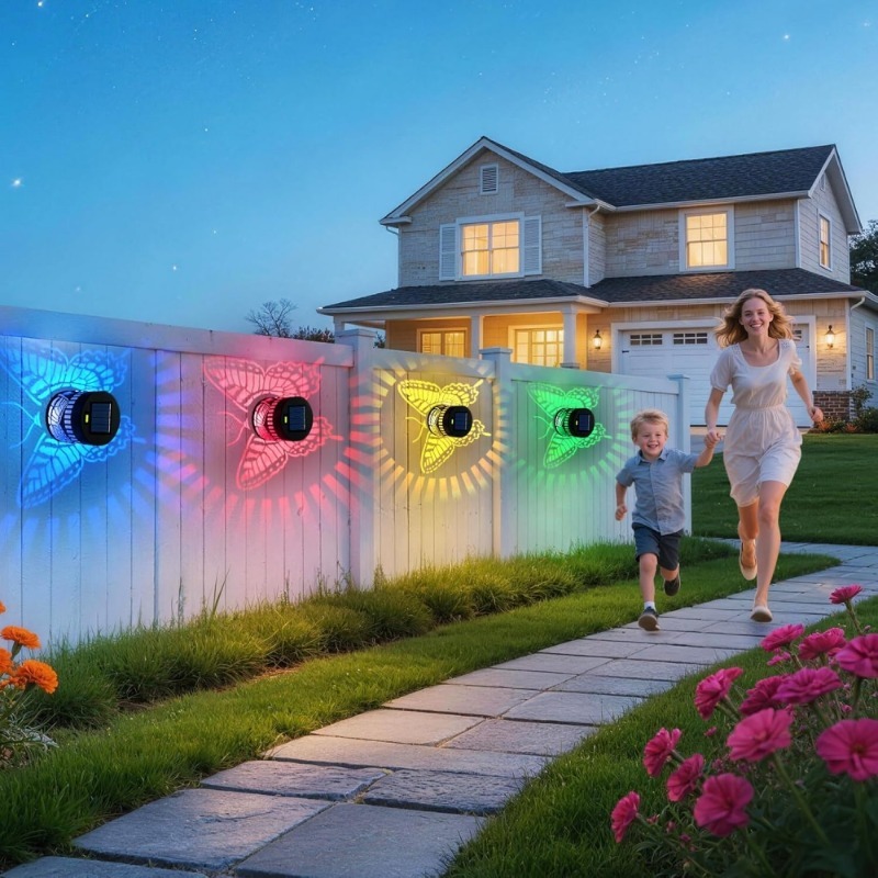 أضواء فراشة شمسية زخرفية للحدا - مراجعة Outdoor Lighting On Fence وسعره
