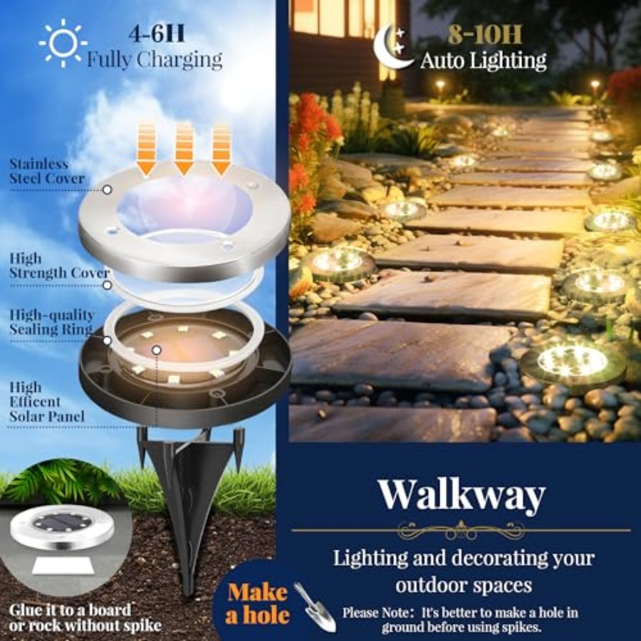 أضواء أرضية تعمل بالطاقة الشمس - مراجعة Outdoor Lighting Patio وسعره
