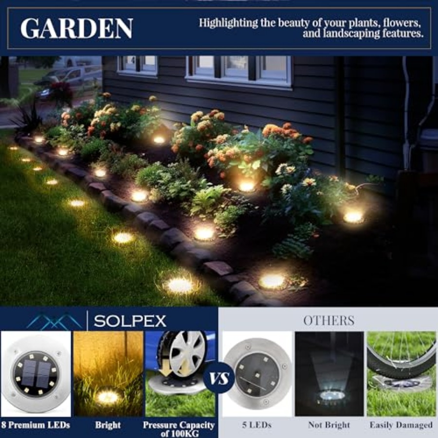 أضواء أرضية تعمل بالطاقة الشمس - مراجعة Outdoor Lighting Patio وسعره